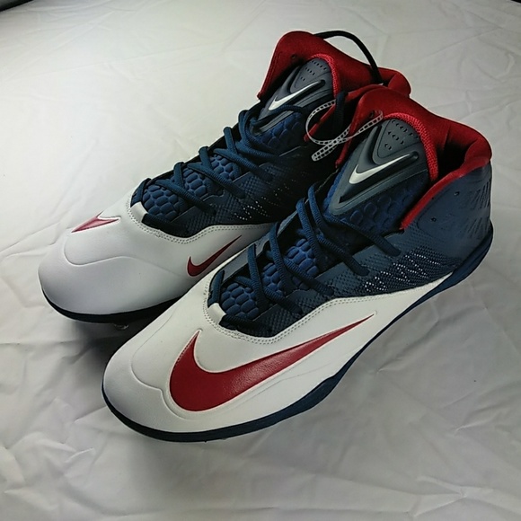 red white and blue nike football cleats 